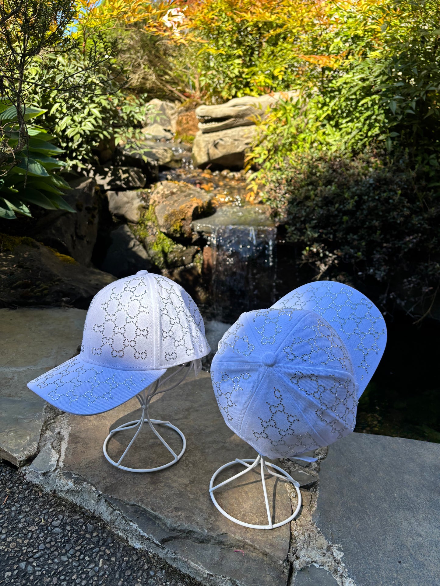 White sparkly hats