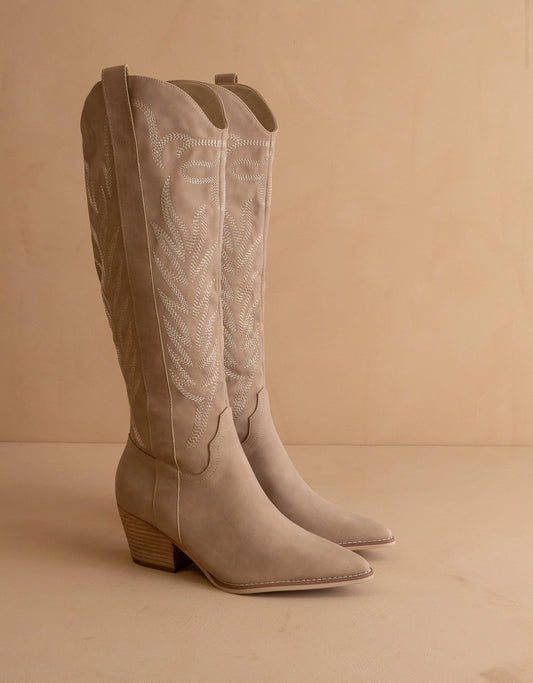 The Samara Cedar Wood | Embroidered Western Tall Boot