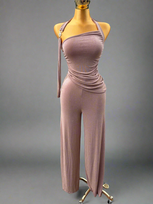 Gold small trim pant set slinky