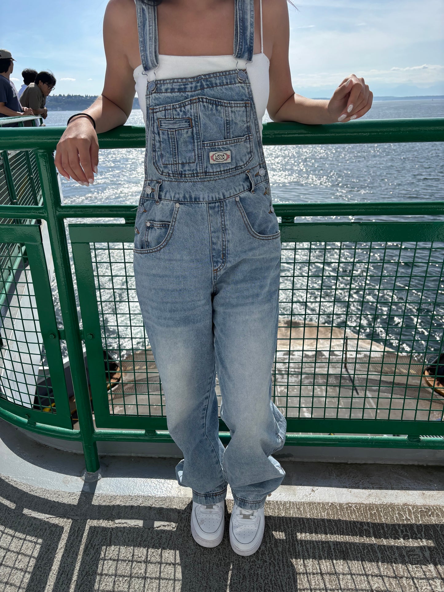 100% cotton overalls light wash denim