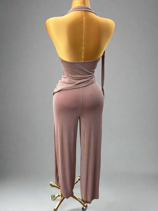Gold small trim pant set slinky