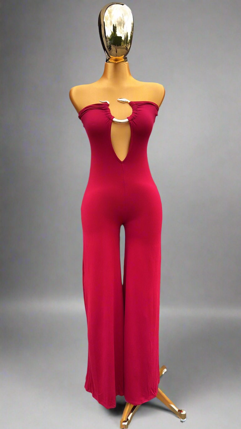 Gold snake trim tube wide legs SEXY JUMPSUIT